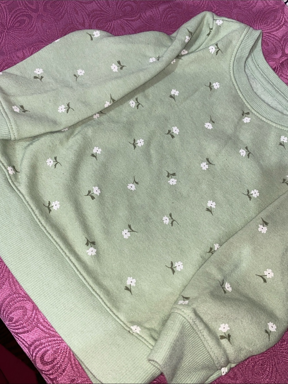 Cat & Jack Mint Green Floral Crewneck Sweater